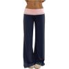 imageSOLY HUX Womens Sweatpants Color Block Low Rise Fold Over Waist Baggy Wide Leg PantsDark Blue and Pink