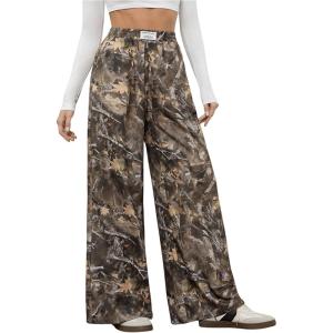 imageSOLY HUX Womens Camo Print Elastic Waist Baggy Pants Casual Wide Leg Trousers StreetwearArmy Green