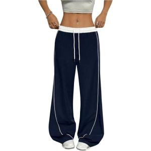 imageSOLY HUX Womens Drawstring Waist Baggy Sweatpants Straight Leg Causal Long Pants with PocketDark Blue