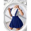 imageSOLY HUX Womens Braces Skirt Pleated A Line Mini Skirt High Waisted Overall Skater Suspender SkirtsPure Royal Blue