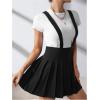 imageSOLY HUX Womens Braces Skirt Pleated A Line Mini Skirt High Waisted Overall Skater Suspender SkirtsSolid Black