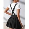 imageSOLY HUX Womens Braces Skirt Pleated A Line Mini Skirt High Waisted Overall Skater Suspender SkirtsSolid Black