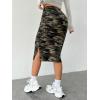 imageSOLY HUX Womens Camo Skirts Drawstring Waist Side Slit Bodycon Summer Midi SkirtArmy Green
