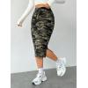 imageSOLY HUX Womens Camo Skirts Drawstring Waist Side Slit Bodycon Summer Midi SkirtArmy Green
