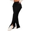 imageSOLY HUX Womens High Waisted Pocket Side Split Hem Bodycon Pencil Skirt Long Maxi SkirtsPlain Black