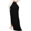 imageSOLY HUX Womens High Waisted Pocket Side Split Hem Bodycon Pencil Skirt Long Maxi SkirtsPlain Black