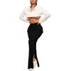 imageSOLY HUX Womens High Waisted Pocket Side Split Hem Bodycon Pencil Skirt Long Maxi SkirtsPlain Black