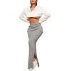 imageSOLY HUX Womens High Waisted Pocket Side Split Hem Bodycon Pencil Skirt Long Maxi SkirtsSolid Light Grey