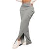 imageSOLY HUX Womens High Waisted Pocket Side Split Hem Bodycon Pencil Skirt Long Maxi SkirtsSolid Light Grey