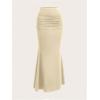 imageSOLY HUX Womens Maxi Bodycon Long Skirt High Waisted Ruffle Ruched Flowy Mermaid SkirtsSolid Apricot