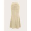 imageSOLY HUX Womens Maxi Bodycon Long Skirt High Waisted Ruffle Ruched Flowy Mermaid SkirtsSolid Apricot