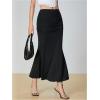 imageSOLY HUX Womens Maxi Bodycon Long Skirt High Waisted Ruffle Ruched Flowy Mermaid SkirtsSolid Black