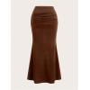 imageSOLY HUX Womens Maxi Bodycon Long Skirt High Waisted Ruffle Ruched Flowy Mermaid SkirtsSolid Brown