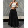 imageSOLY HUX Womens Maxi Skirt Drawstring Elastic Waist Ruffle Hem Long Flowy SkirtsSolid Black