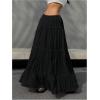 imageSOLY HUX Womens Maxi Skirt Drawstring Elastic Waist Ruffle Hem Long Flowy SkirtsSolid Black