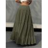 imageSOLY HUX Womens Maxi Skirt Drawstring Elastic Waist Ruffle Hem Long Flowy SkirtsSolid Olive Green