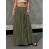 imageSOLY HUX Womens Maxi Skirt Drawstring Elastic Waist Ruffle Hem Long Flowy SkirtsSolid Olive Green