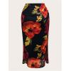imageSOLY HUX Womens Plus Size Skirt Floral Print Mesh Ruched High Waisted Bodycon Long SkirtsBlack Floral