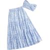 imageSOLY HUX Womens Summer 2 Piece Vacation Cruise Outfits Floral Print Tube Top and Maxi Skirt SetBlue and White Floral