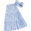 imageSOLY HUX Womens Summer 2 Piece Vacation Cruise Outfits Floral Print Tube Top and Maxi Skirt SetBlue and White Floral