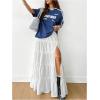 imageSOLY HUX Womens Summer Maxi Skirt High Waist Frill Split Ruffle Hem SkirtsPlain White