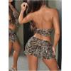 imageSOLY HUX Womens Y2k Skirt Sets 2 Piece Outfits Leopard Halter Crop Tops and Ruffle Layered Mini Skirt SetMulticoloured Cheetah