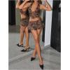 imageSOLY HUX Womens Y2k Skirt Sets 2 Piece Outfits Leopard Halter Crop Tops and Ruffle Layered Mini Skirt SetMulticoloured Leopard