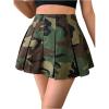 imageSOLY HUX Womens Camo Print Pleated Mini Skirt High Waist A Line Casual SkirtsArmy Green Camo