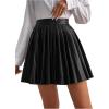 imageSOLY HUX Womens High Waisted Pleated Skirt Pu Leather Casual Mini SkirtsPure Black
