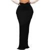 imageSOLY HUX Womens High Waisted Pocket Side Split Hem Bodycon Pencil Skirt Long Maxi SkirtsPlain Black