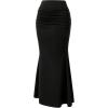 imageSOLY HUX Womens Maxi Bodycon Long Skirt High Waisted Ruffle Ruched Flowy Mermaid SkirtsSolid Black