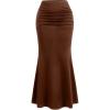 imageSOLY HUX Womens Maxi Bodycon Long Skirt High Waisted Ruffle Ruched Flowy Mermaid SkirtsSolid Brown