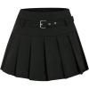 imageSOLY HUX Womens Pleated Skirt High Waisted A Line Buckle Belted Mini SkirtsPure Black