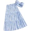 imageSOLY HUX Womens Summer 2 Piece Vacation Cruise Outfits Floral Print Tube Top and Maxi Skirt SetBlue and White Floral