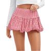 imageSOLY HUX Womens Y2k Plaid Mini Skirts High Waisted Ruffle Bubble Skirt Gingham Balloon Short SkirtsRed and White