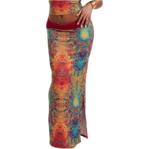 imageSOLY HUX Womens Maxi Skirt Summer Allover Printed Split Bodycon SkirtsMulticoloured Printed