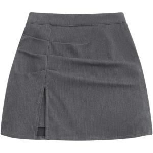 imageSOLY HUX Womens Summer High Waisted Bodycon Mini Skirts Side Slit Casual Going Out Skirt StreetwearPure Grey