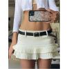 imageSOLY HUX Womens Pleated Layered Ruffle Hem Skirt Low Rise A Line Mini Y2k SkirtsSolid Beige