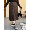 imageSOLY HUX Womens Plus Size Leopard Print Skirt Front Slit Bodycon Casual Going Out Midi SkirtsBrown Leopard