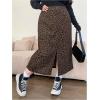 imageSOLY HUX Womens Plus Size Leopard Print Skirt Front Slit Bodycon Casual Going Out Midi SkirtsBrown Leopard