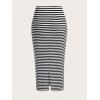 imageSOLY HUX Womens Plus Size Striped Pencil Skirt High Waisted Split Back Midi Skirts Black and White Striped 1XL