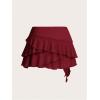 imageSOLY HUX Womens Ruffle Mini Skirt Y2k Layered Tie Side Low Rise SkirtsPure Burgundy