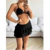 imageSOLY HUX Womens Ruffle Mini Skirt Y2k Layered Tie Side Low Rise SkirtsSolid Black
