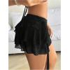 imageSOLY HUX Womens Ruffle Mini Skirt Y2k Layered Tie Side Low Rise SkirtsSolid Black
