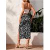 imageSOLY HUX Womens Summer Two Piece Outfits Cami Tops and Floral Print Drawstring Split Skirt SetBlack and White Floral