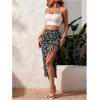 imageSOLY HUX Womens Summer Two Piece Outfits Cami Tops and Floral Print Drawstring Split Skirt SetBlack and White Floral