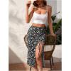 imageSOLY HUX Womens Summer Two Piece Outfits Cami Tops and Floral Print Drawstring Split Skirt SetBlack and White Floral
