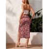 imageSOLY HUX Womens Summer Two Piece Outfits Cami Tops and Floral Print Drawstring Split Skirt SetRed Floral