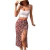 imageSOLY HUX Womens Summer Two Piece Outfits Cami Tops and Floral Print Drawstring Split Skirt SetRed Floral