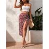 imageSOLY HUX Womens Summer Two Piece Outfits Cami Tops and Floral Print Drawstring Split Skirt SetRed Floral